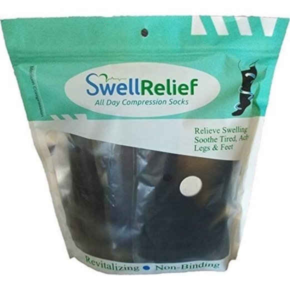 2 Pair Black Large/X-Large Ladies Compression Sock - Picture 2 of 6